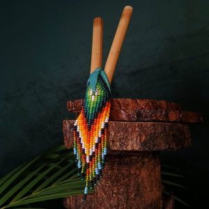 Kuripe com Franja de Miçangas • Aplicador de Rapé