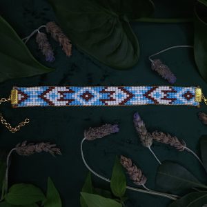 Pulseira ou Tornozeleira de Miçangas de Vidro com Dourado
